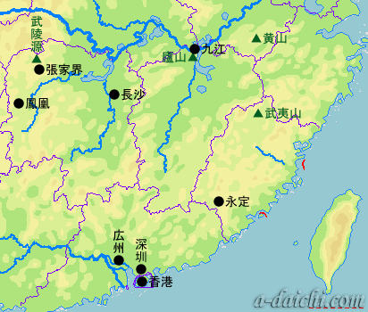 中国東中部旅行地図