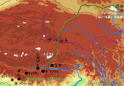 チベット旅行地図