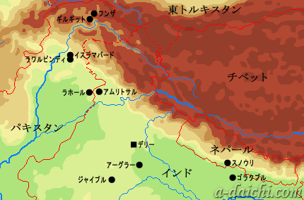 北インド、パキスタン旅行地図