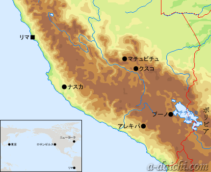 ペルー旅行地図