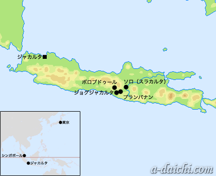 ジャワ島（インドネシア）、シンガポール旅行地図