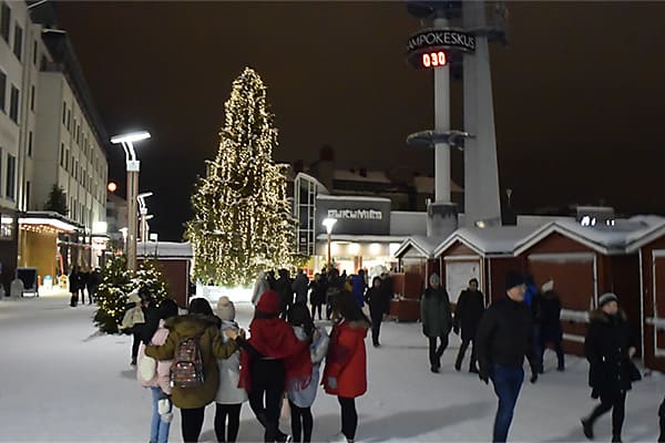 2018年を迎えたロヴァニエミの街