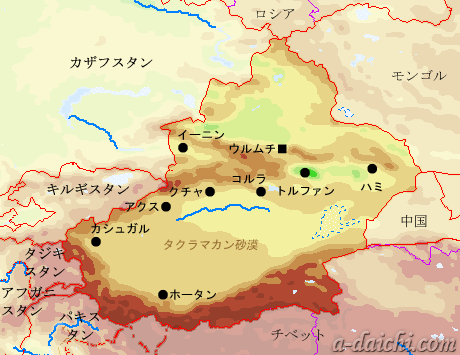 東トルキスタン地図