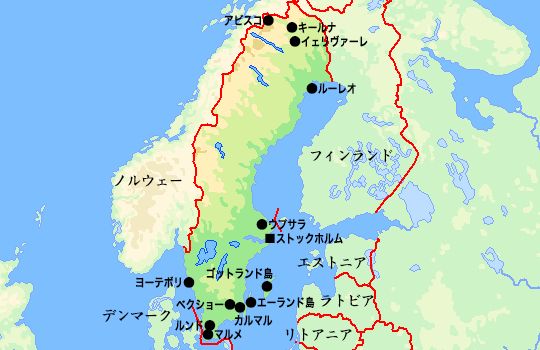 スウェーデン地図